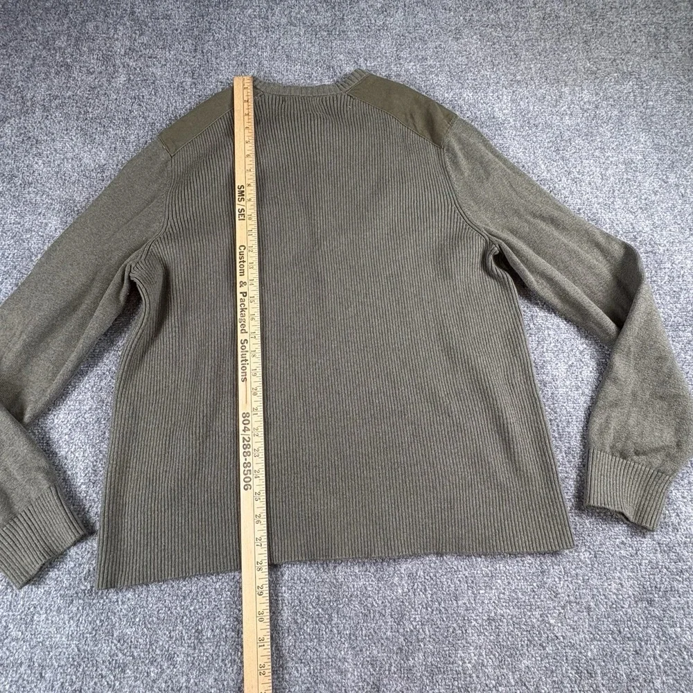 Banana Republic Sweater Men's XL Green Military Utility Shoulder Patch Rugged